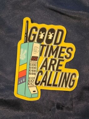 Dutch Bros Yellow & Teal Retro Phone Sticker - Good Times Are Calling